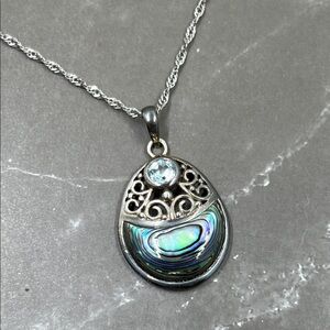 Vintage Stauer 925 Abalone Blue Topaz Necklace